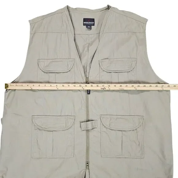 Woolrich Vest Mens Size XXL Khaki Elite Series Tactical Rip Stop Vented Zip Up - Picture 10 of 11